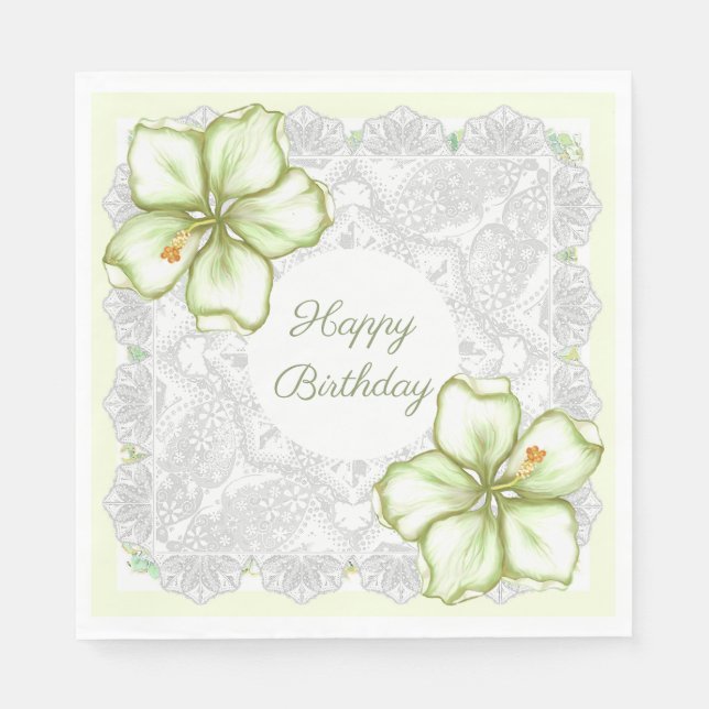 Servilleta De Papel Hibiscus & lace WHITE (Anverso)