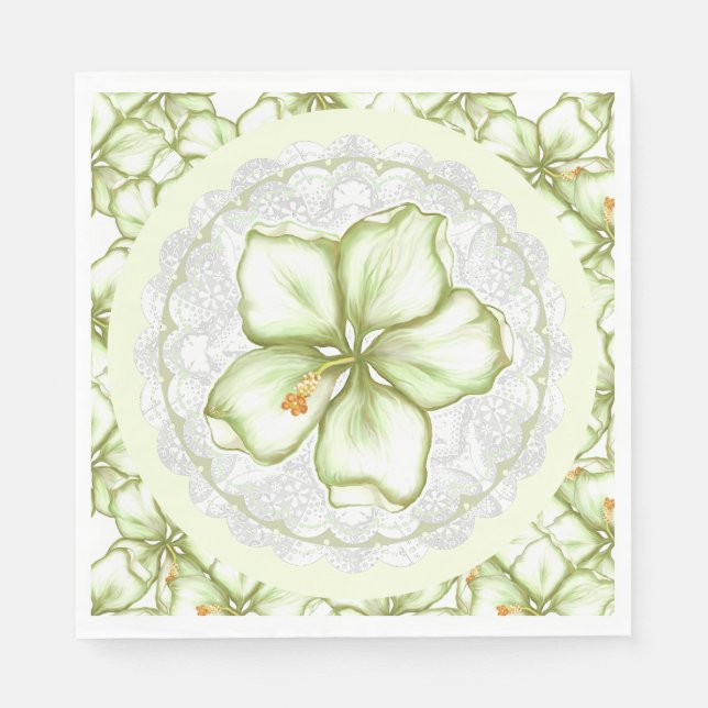 Servilleta De Papel Hibiscus & lace WHITE (Anverso)
