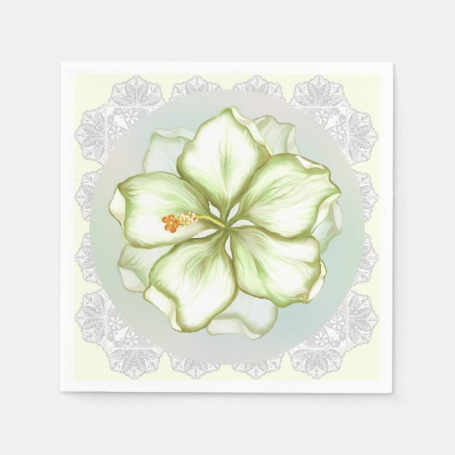 Servilleta De Papel Hibiscus & lace WHITE (Anverso)