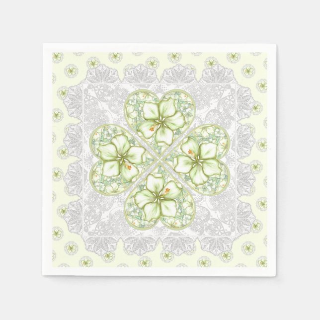 Servilleta De Papel Hibiscus & lace WHITE (Anverso)