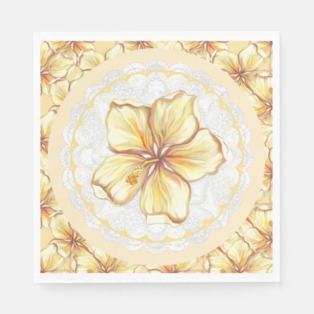 Servilleta De Papel Hibiscus & lace YELLOW (Anverso)