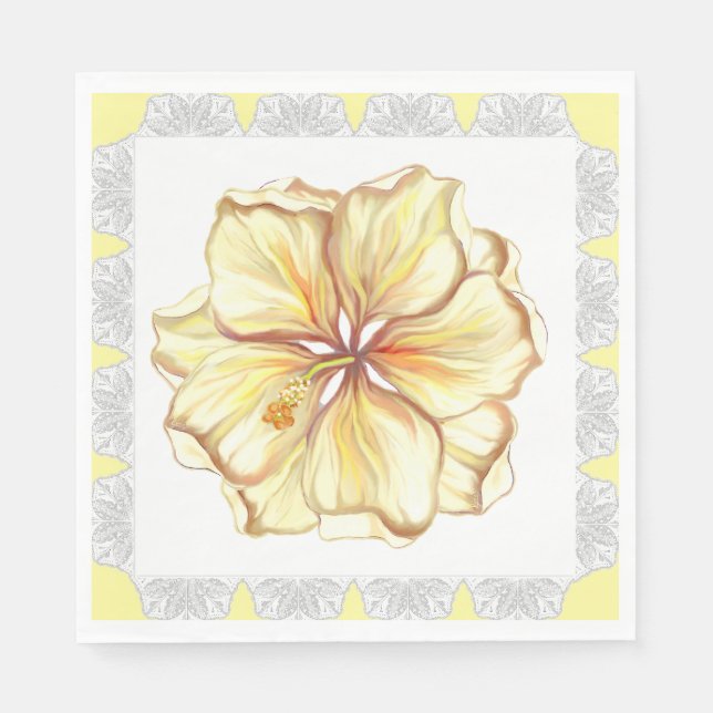 Servilleta De Papel Hibiscus & lace YELLOW (Anverso)