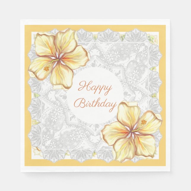 Servilleta De Papel Hibiscus & lace YELLOW (Anverso)