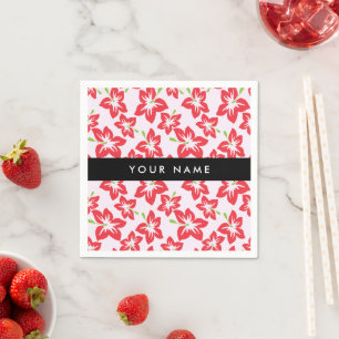 Servilleta De Papel Hibiscus Rojo, Flores Rojas, tu nombre