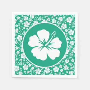Servilleta De Papel Hibiscus tropical blanco en verde