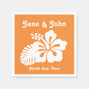 Servilleta De Papel Hibiscus tropical en toallas Naranjas