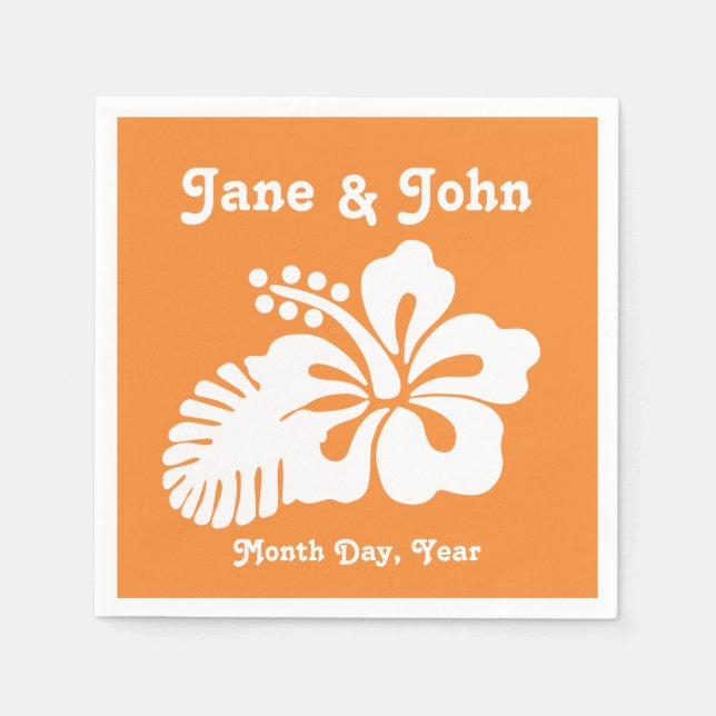 Servilleta De Papel Hibiscus tropical en toallas Naranjas (Anverso)