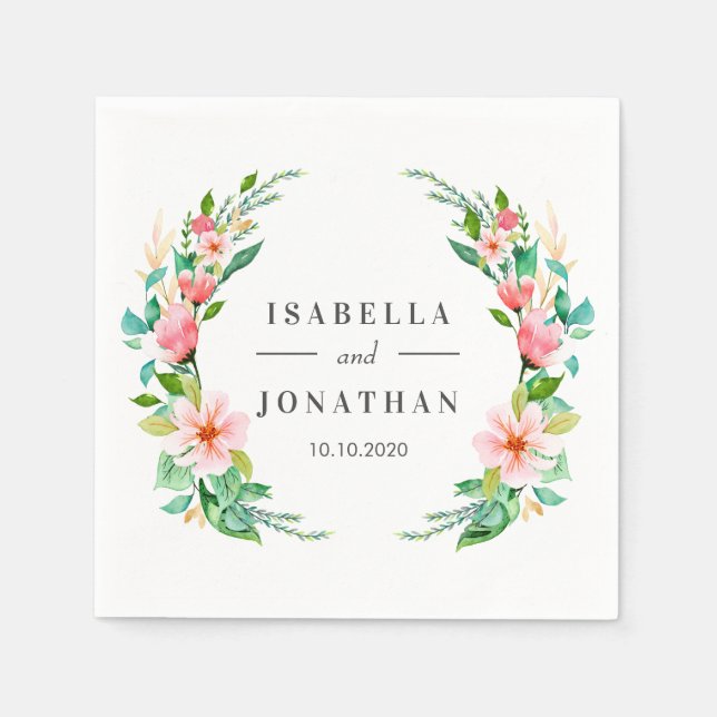 Servilleta De Papel Hibiscus tropical | Personalizado boda tropical (Anverso)