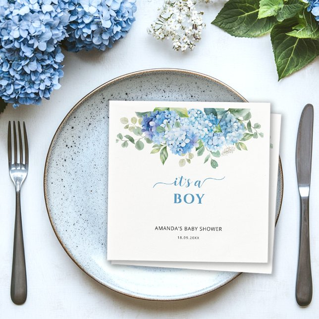 Servilleta De Papel Hidrangea azul Es un niño Baby Shower (Subido por el creador)