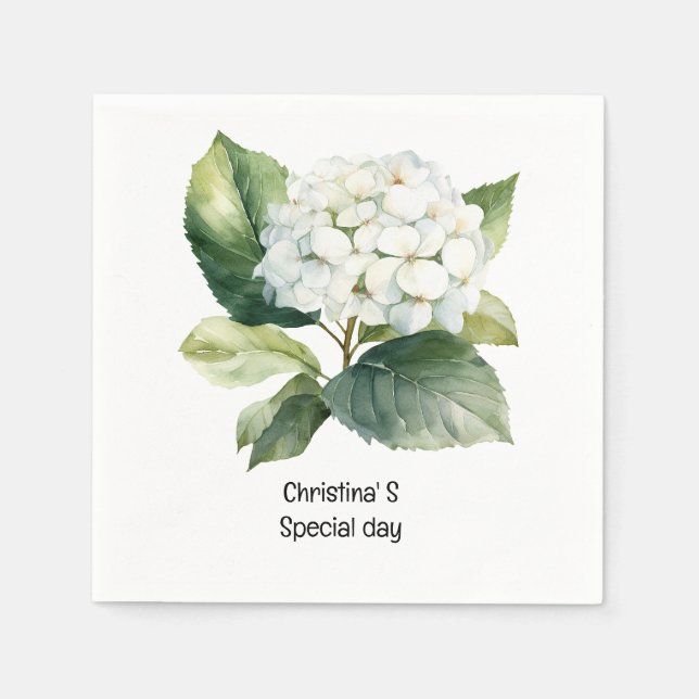 Servilleta De Papel Hidrangea flores flora florista amante acuarela (Anverso)