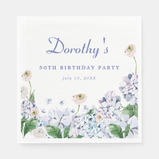 Servilleta De Papel Hidrangea Rosa 50 cumpleaños Personalizado persona (Anverso)