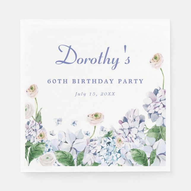 Servilleta De Papel Hidrangea Rosa 60 cumpleaños Personalizado persona (Anverso)