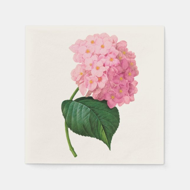 Servilleta De Papel Hídrangea rosa Personalizado Napkin estándar blanc (Anverso)