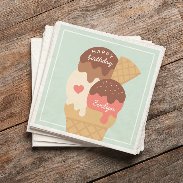 Servilleta De Papel Hielo Cream Sundae Fiesta de cumpleaños personaliz (Subido por el creador)