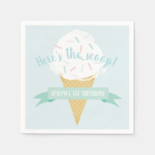 Servilleta De Papel Hielo rociado Crema aquí está el cumpleaños de Sco
