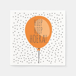 Servilleta De Papel Hiep Hiep Hoera Naranja Balloon Cumpleaños Holande