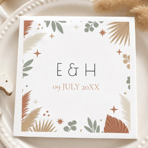 Servilleta De Papel Hierba de Pampas Boho y Eucalipto Verde Salvia