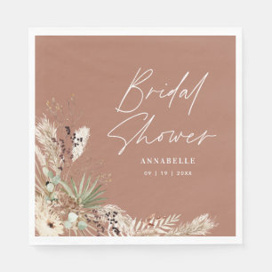 Servilleta De Papel Hierba de pampas para ducha de novia moderna boho 