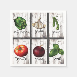 Servilleta De Papel Hierbas y Verduras Arte Culinario Moderno Rústico