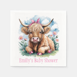 Servilleta De Papel Highland Cow Baby Shower Bliss