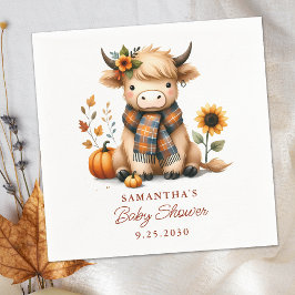 Servilleta De Papel Highland Cow Otumn Cute Calf Baby Shower