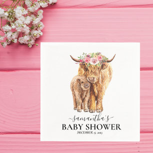 Servilleta De Papel  Highland Cow Ternero Baby Shower  