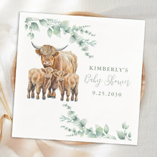 Servilleta De Papel Highland Cow Twins Farm Animals Baby Shower