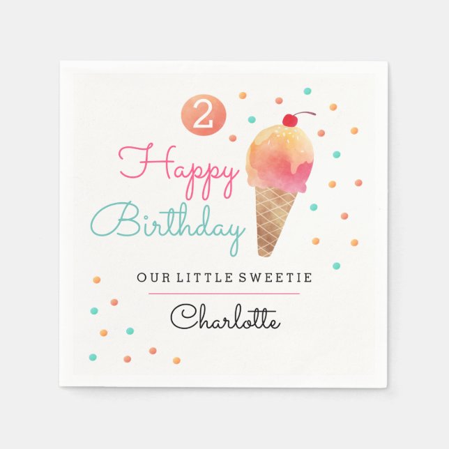 Servilleta De Papel Hijos Fiestas de helado Napkins Fiesta de cumpleañ (Anverso)