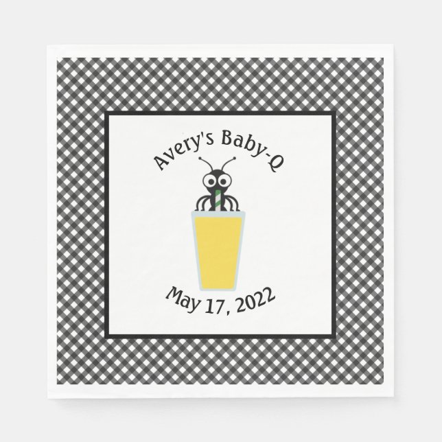 Servilleta De Papel Himno picnic Lemonade Black Gingham (Anverso)