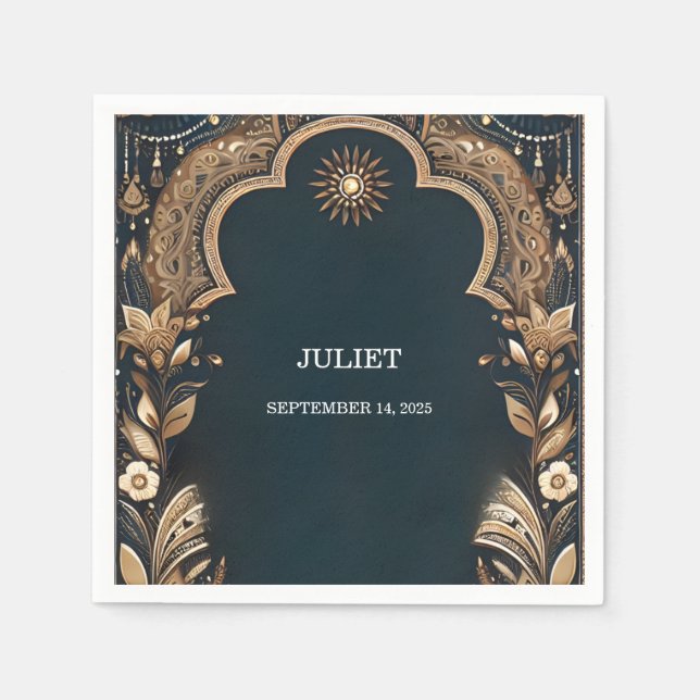 Servilleta De Papel Hindi Henna Mehndi Estilo Indio para Fiesta de Des (Anverso)