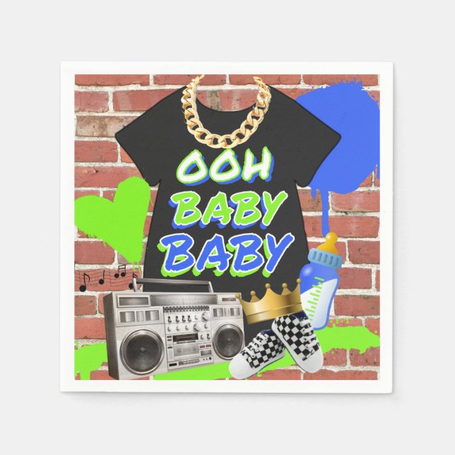 Servilleta De Papel Hip Hop Baby Shower Napkins Retro 80/90 (Anverso)