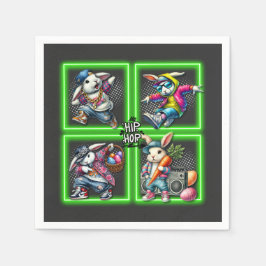 Servilleta De Papel Hip Hop Easter Bunny Buddies, Neon Green |