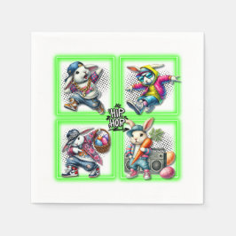 Servilleta De Papel Hip Hop Easter Bunny Buddies, Neon Green |