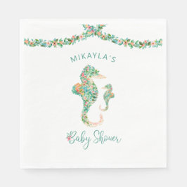 Servilleta De Papel Hipoahoría marina floral tropical acuarela Baby Sh