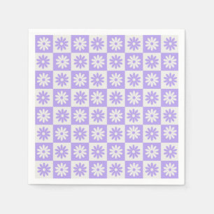 Servilleta De Papel Hippie Flor Checkerboard Patrón púrpura