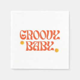 Servilleta De Papel Hippie Groovy bebé Naranja de mostaza de los años 