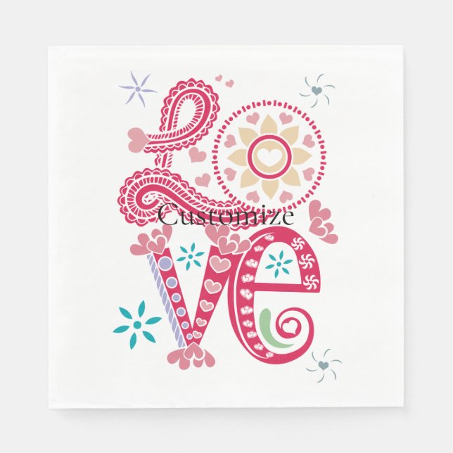 Servilleta De Papel Hippie Groovy Love Rótulo Thunder_Cove (Anverso)