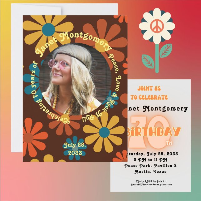 Servilleta De Papel Hippie retro Sunrise Paz 70 cumpleaños de la foto (Subido por el creador)