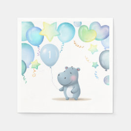 Servilleta De Papel Hippo Cumpleaños azul suave