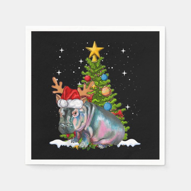 Servilleta De Papel Hippo Fiona Árbol de Navidad Hippopótamo (Anverso)