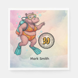 Servilleta De Papel Hippo scuba diver 30th Birthday 