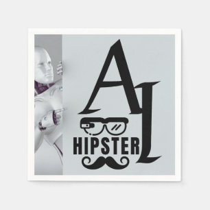 Servilleta De Papel Hipster de IA con lentes y bigote