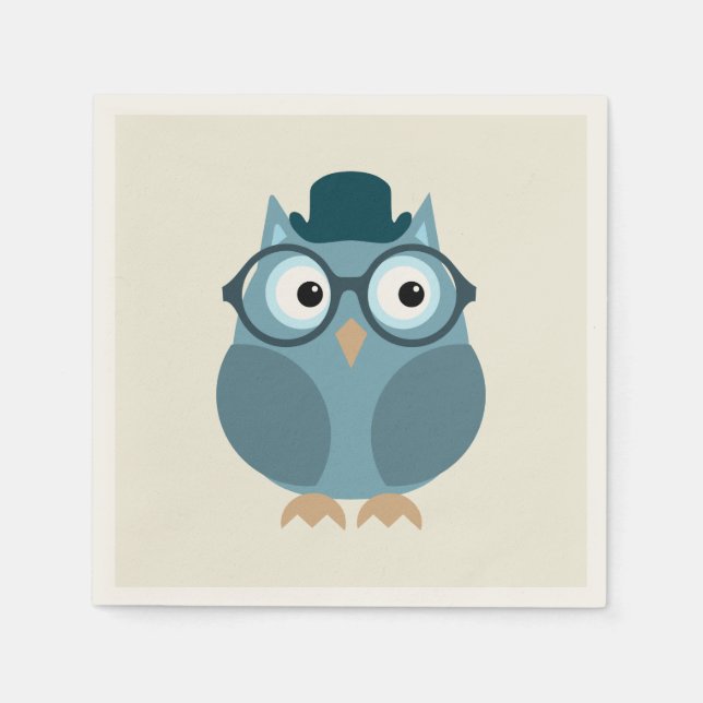 Servilleta De Papel Hipster Owl (Anverso)