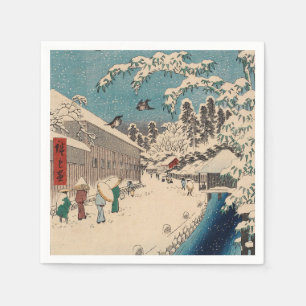Servilleta De Papel Hiroshige Winter Scene in Edo - Paisaje japonés