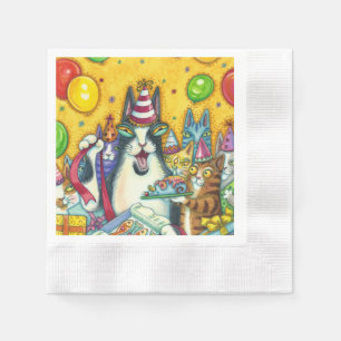 SERVILLETA DE PAPEL HISS N' FITZ GATOS, KITTENS, MICE, DIVERTIDO CUMPL