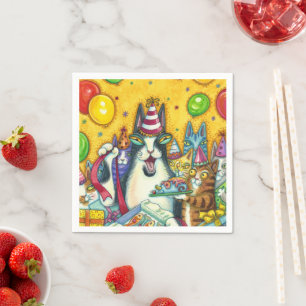 SERVILLETA DE PAPEL HISS N' FITZ GATOS, KITTENS, MICE, DIVERTIDO CUMPL