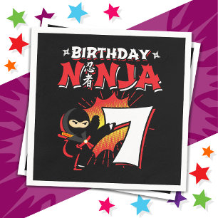 Servilleta De Papel Historieta de 7 años al estilo Ninja 7 cumpleaños