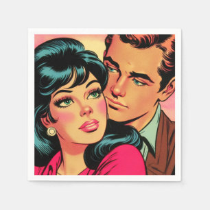 Servilleta De Papel Historietas de parejas de amor de vintage