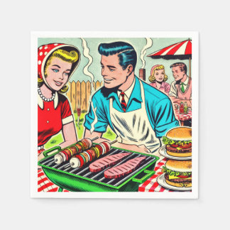 Servilleta De Papel Historietas de parejas de parrilladas de época