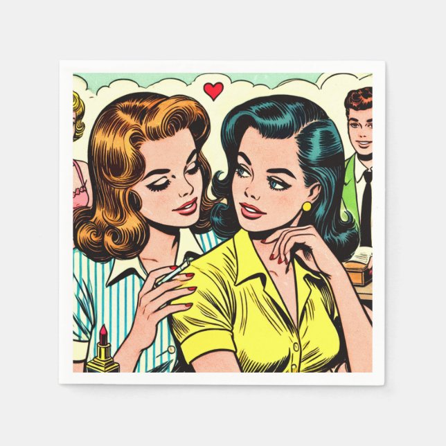 Servilleta De Papel Historietas románticas de Chicas de época (Anverso)